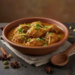 hicken-nihari-in-a-clay-bowl-with-golden-brown-gravy