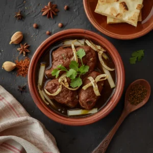 nalli-nihari-in-a-clay-bowl-with-ginger-strips